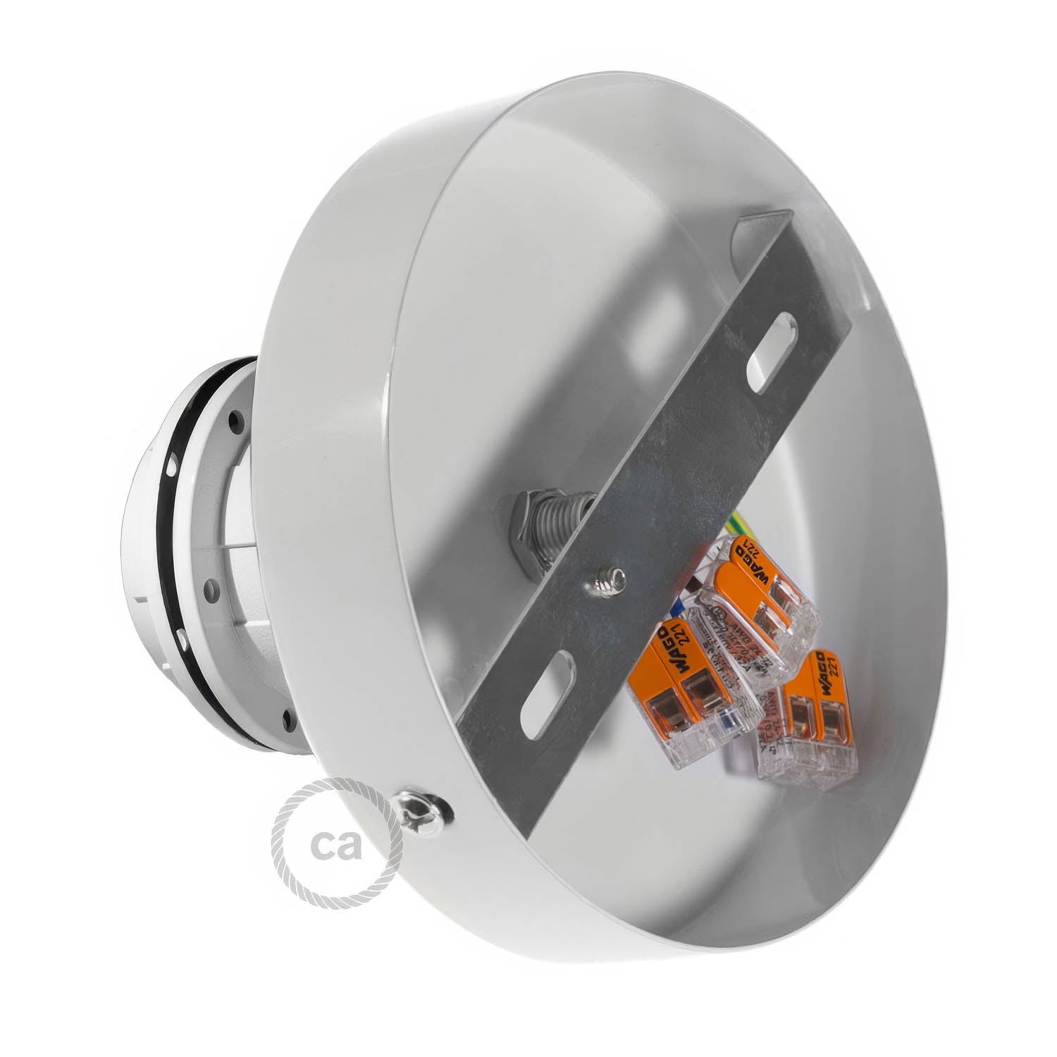 Fermaluce Metal con portalampada filettato E27, punto luce in metallo - Bianco