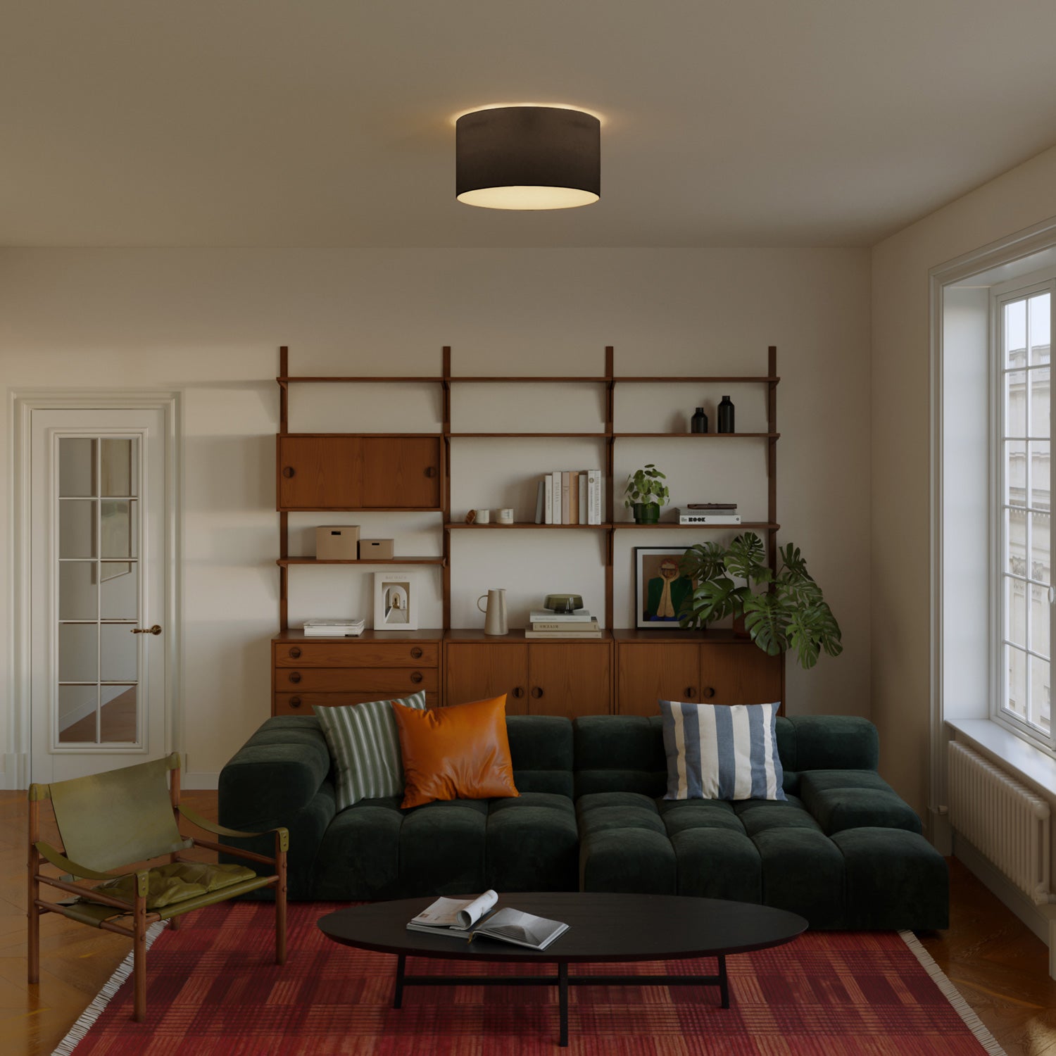 Plafoniera in tessuto Medium Teletta antracite - Made in Italy