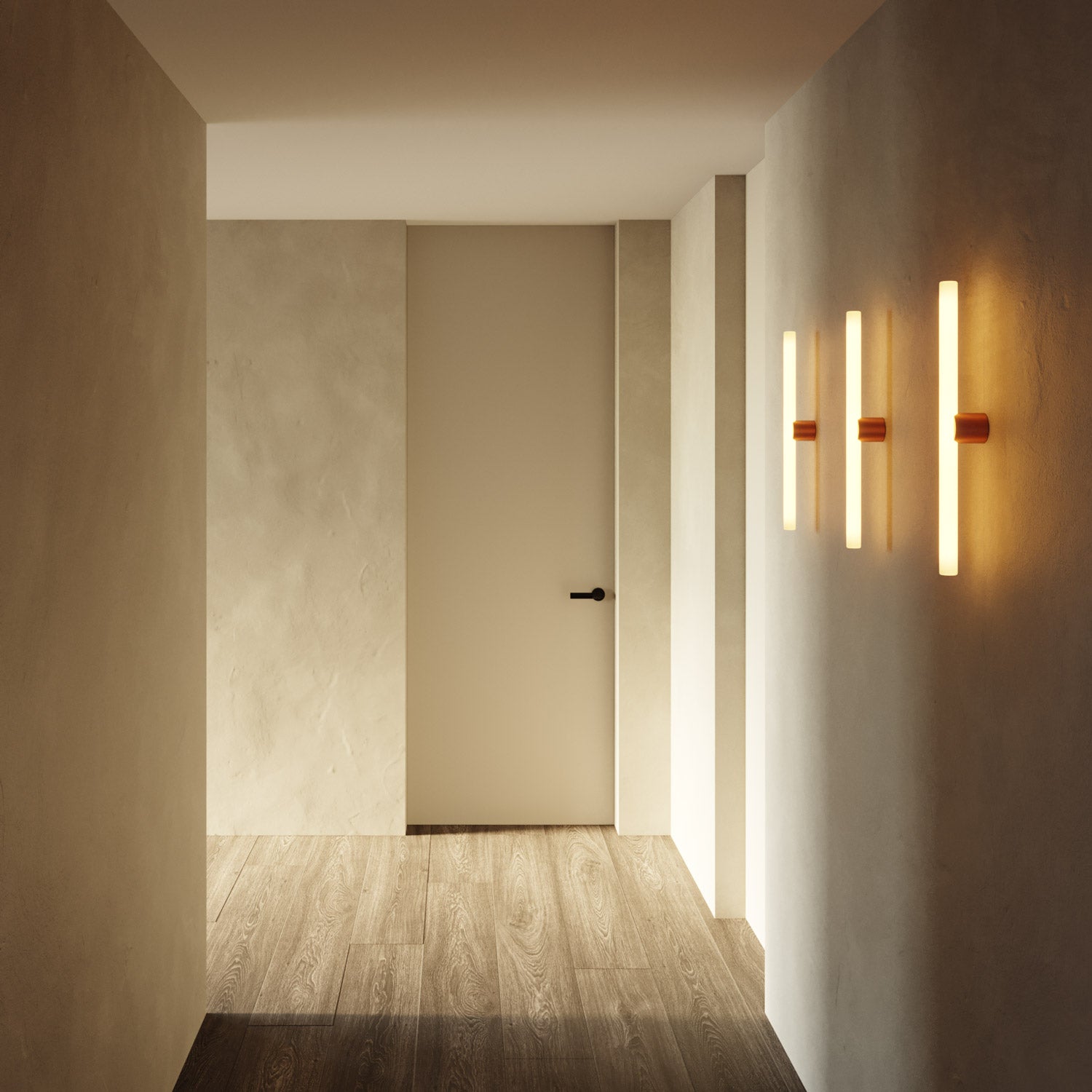 Lampada in metallo da parete o soffitto con lampadina LED lineare S14d - Rame satinato