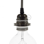 Kit portalampada E27 in metallo con doppia ghiera per paralume - Nero perla Conico