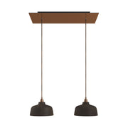 Lampada a sospensione a 2 cadute con XXL Rose-One rettangolare 675 mm con paralume Coppa - Rame satinato