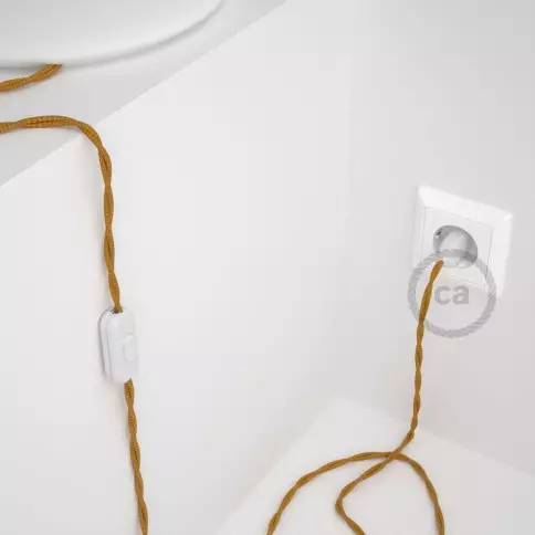 Cordon pour lampe, câble TM05 Effet Soie Doré 1,80 m. Choisissez la couleur de la fiche et de l'interrupteur!