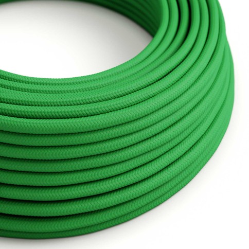 Câble textile Vert Gazon brillant - L'Original Creative-Cables - RM06 rond 2x0,75mm / 3x0,75mm