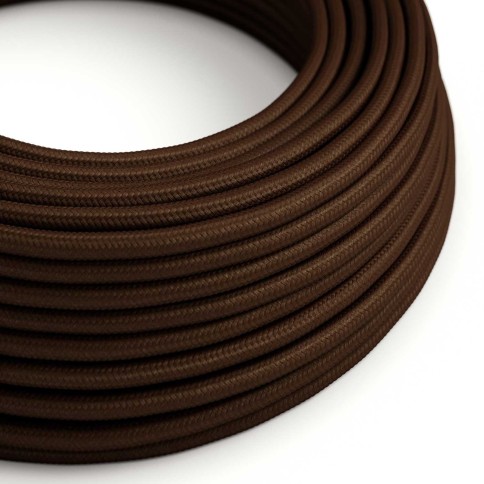 Câble textile Marron espresso brillant - L'Original Creative-Cables - RM13 rond 2x0,75mm / 3x0,75mm