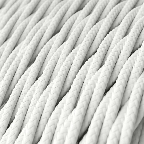 Câble textile Blanc Optique brillant - L'Original Creative-Cables - TM01 tressé 2x0,75mm / 3x0,75mm