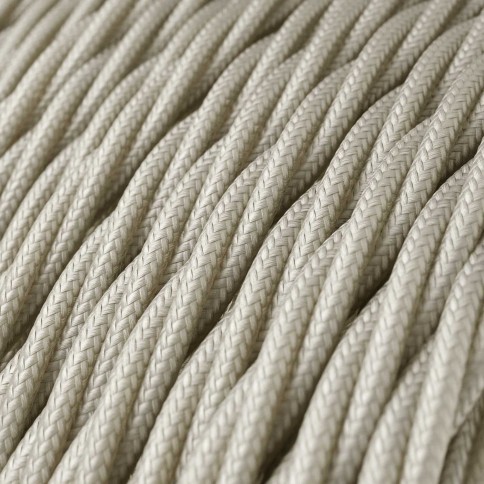 Câble textile Blanc Perle brillant - L'Original Creative-Cables - TM00 tressé 2x0,75mm / 3x0,75mm