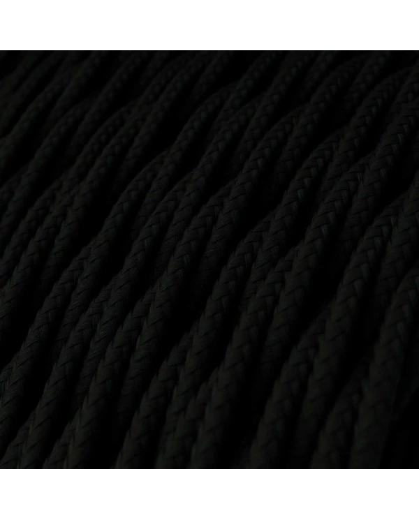 Câble textile Noir Charbon brillant - L'Original Creative-Cables - TM04 tressé 2x0.75mm / 3x0.75mm