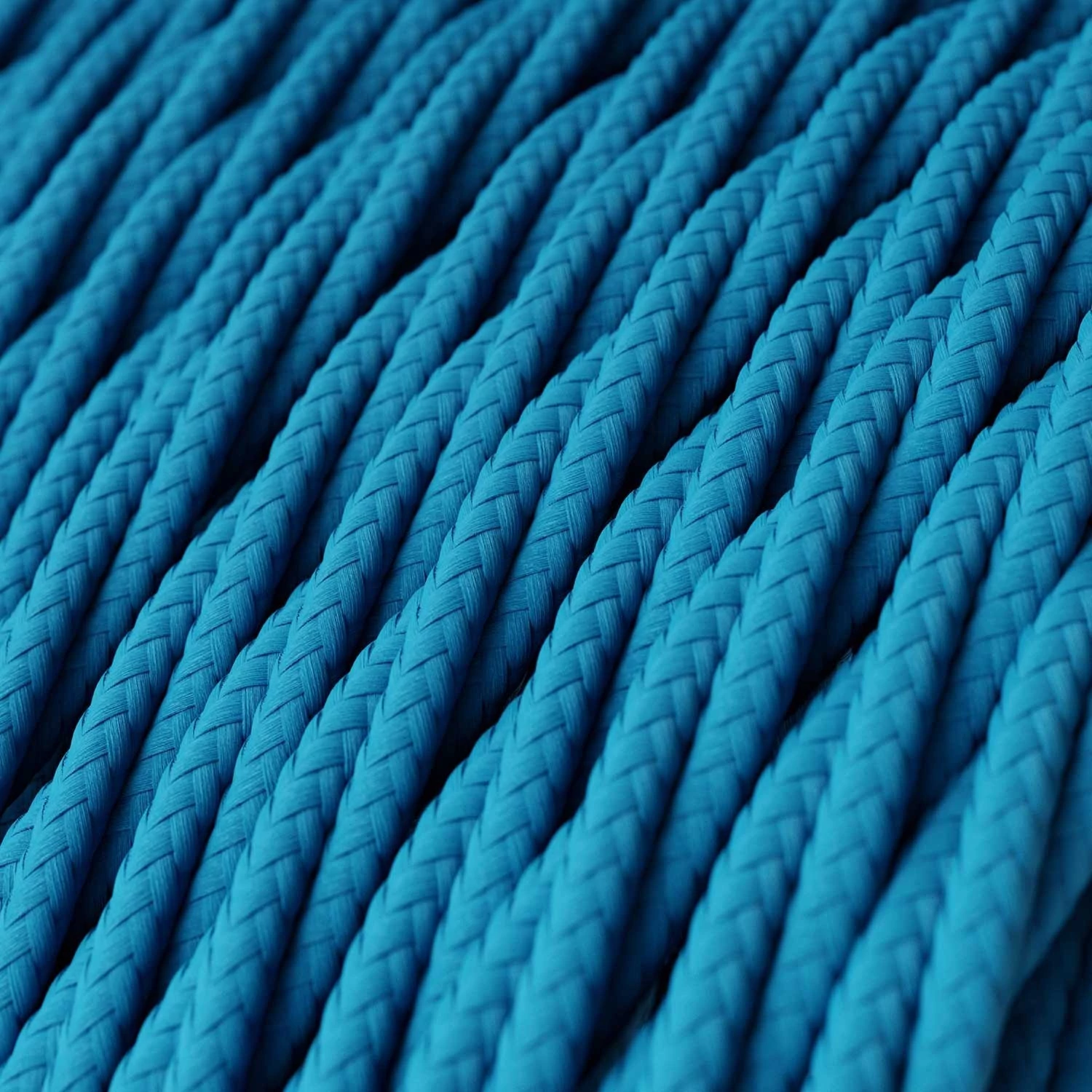 Câble textile Bleu Cyan brillant - L'Original Creative-Cables - TM11 tressé 2x0,75mm / 3x0,75mm