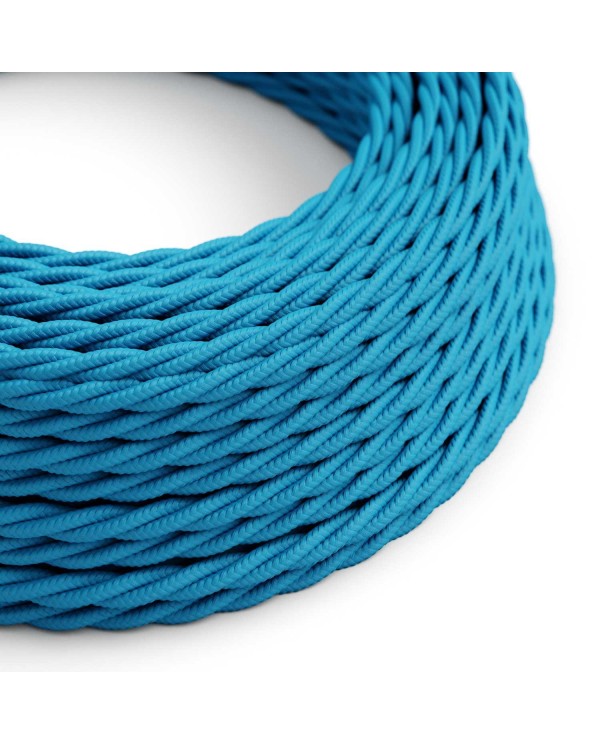 Câble textile Bleu Cyan brillant - L'Original Creative-Cables - TM11 tressé 2x0,75mm / 3x0,75mm