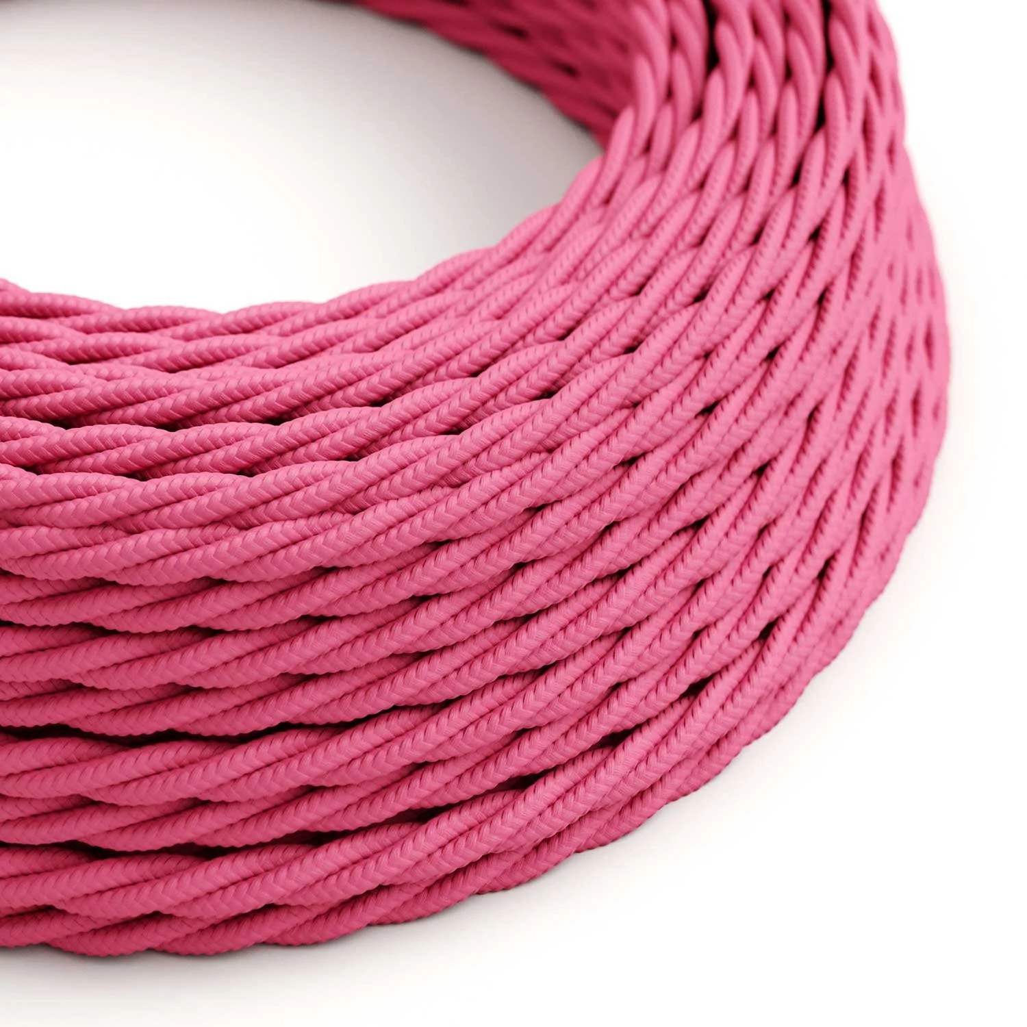 Câble textile Rose Fuchsia brillant - L'Original Creative-Cables - TM08 tressé 2x0,75mm / 3x0,75mm