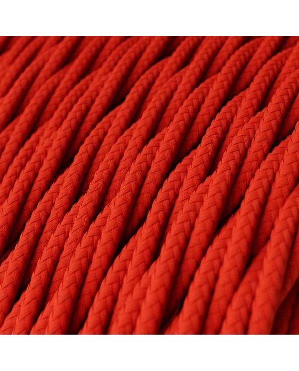 Câble textile Rouge Feu brillant - L'Original Creative-Cables - TM09 tressé 2x0,75mm / 3x0,75mm