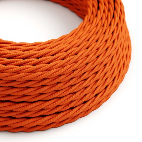 Câble textile Orange Flamme brillant - L'Original Creative-Cables - TM15 tressé 2x0,75mm / 3x0,75mm