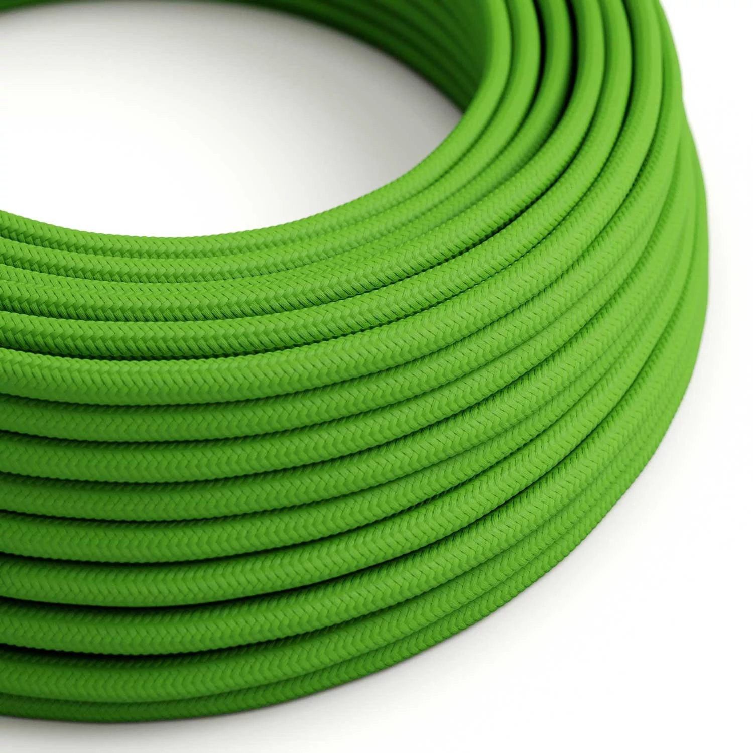 Câble textile Vert lime brillant - L'Original Creative-Cables - RM18 rond 2x0,75mm / 3x0,75mm