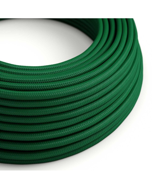 Câble textile Vert forêt brillant - L'Original Creative-Cables - RM21 rond 2x0,75mm / 3x0,75mm