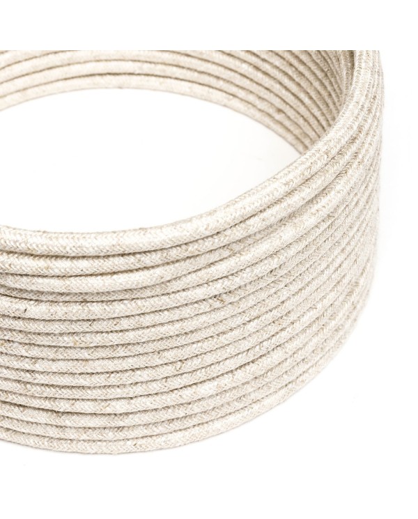 Câble textile Blanc mélangé lin - L'Original Creative-Cables - RN01 rond 2x0,75mm / 3x0,75mm