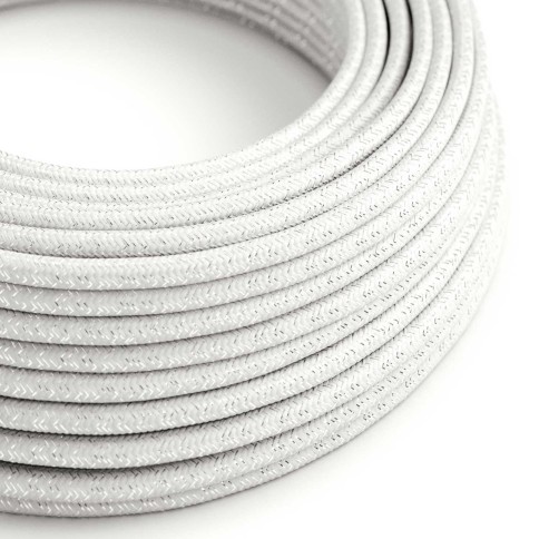 Câble textile Blanc pailleté brillant - L'Original Creative-Cables - RL01 rond 2x0,75mm / 3x0,75mm