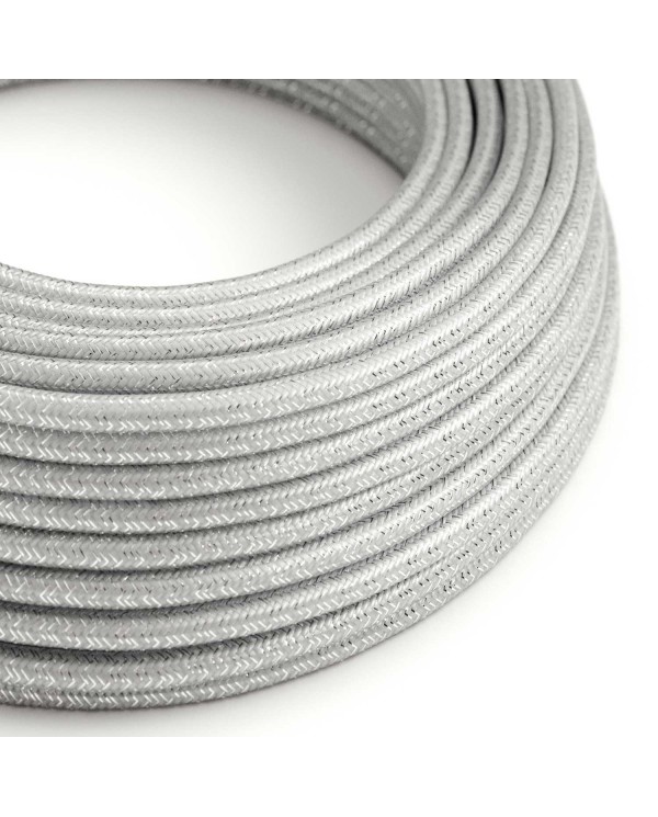 Câble textile Argenté pailleté brillant- L'Original Creative-Cables - RL02 rond 2x0,75mm / 3x0,75mm