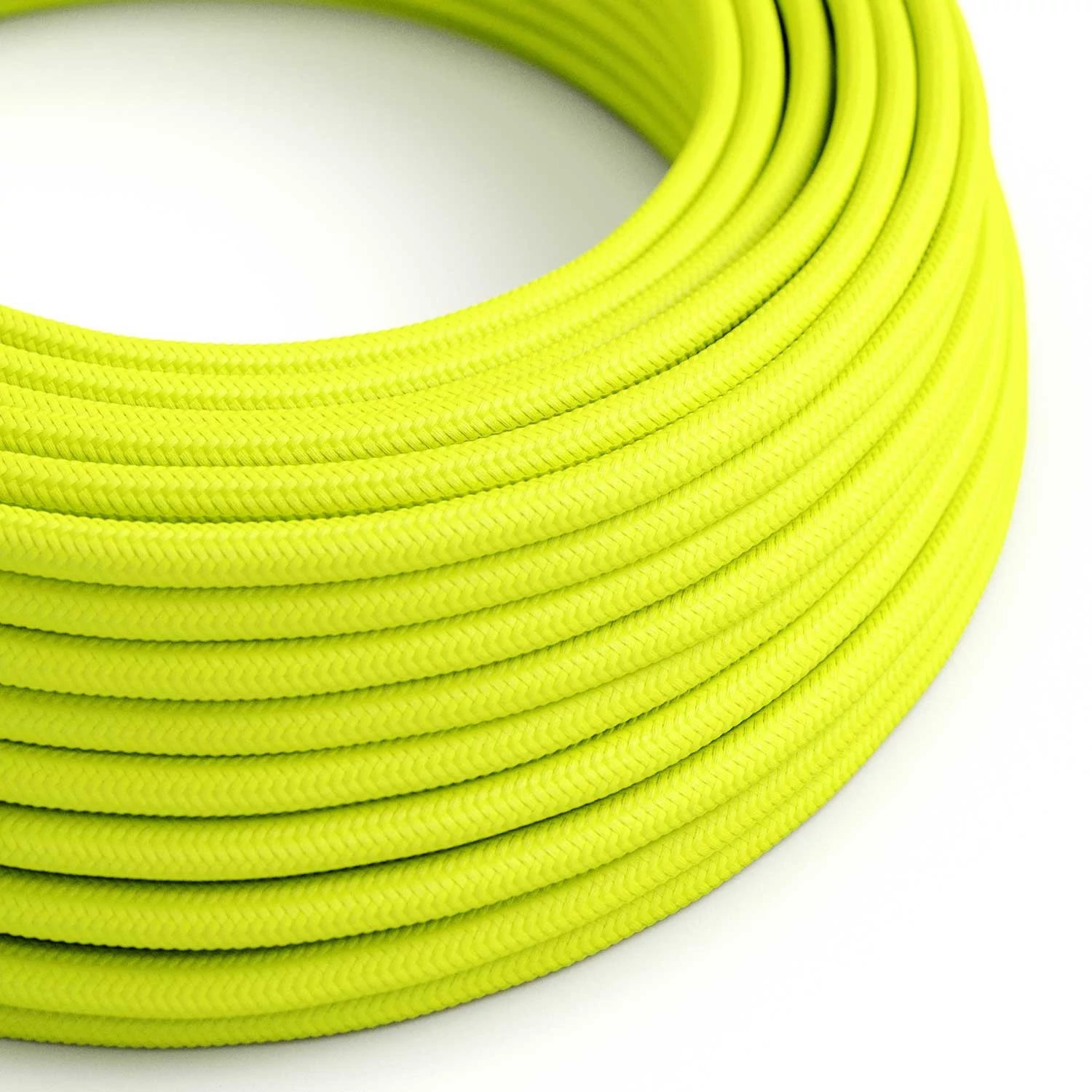 Câble textile Jaune fluo brillant - L'Original Creative-Cables - RF10 rond 2x0,75mm / 3x0,75mm