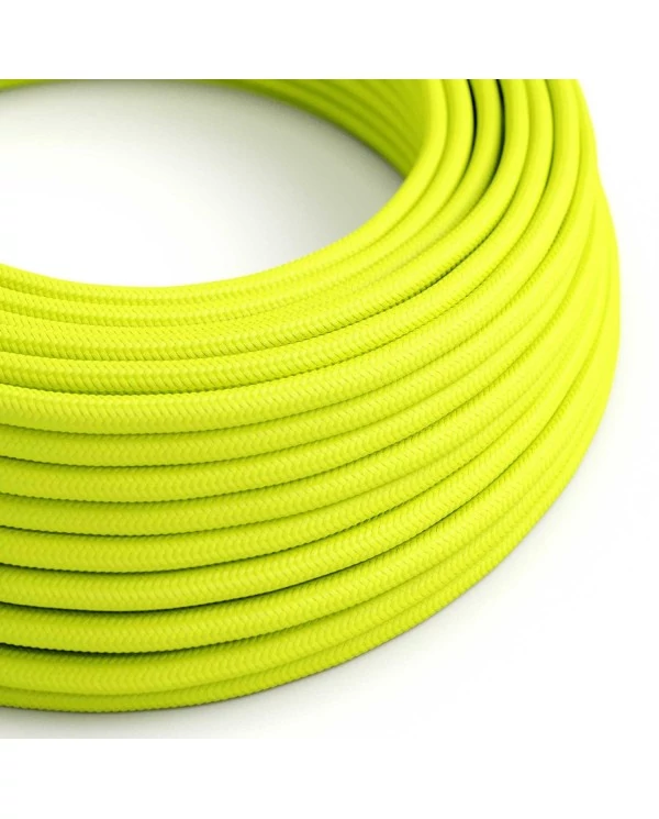 Câble textile Jaune fluo brillant - L'Original Creative-Cables - RF10 rond 2x0,75mm / 3x0,75mm