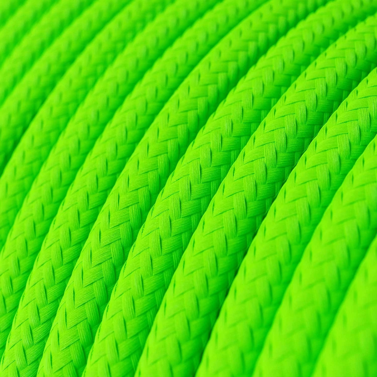 Câble textile Vert fluo brillant - L'Original Creative-Cables - RF06 rond 2x0,75mm / 3x0,75mm