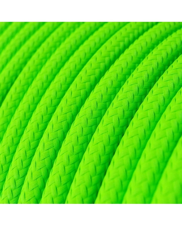 Câble textile Vert fluo brillant - L'Original Creative-Cables - RF06 rond 2x0,75mm / 3x0,75mm