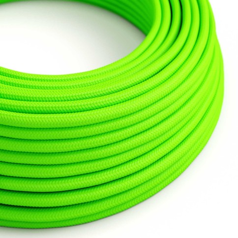Câble textile Vert fluo brillant - L'Original Creative-Cables - RF06 rond 2x0,75mm / 3x0,75mm