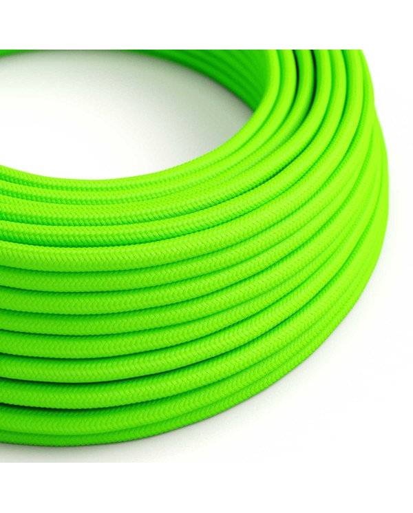 Câble textile Vert fluo brillant - L'Original Creative-Cables - RF06 rond 2x0,75mm / 3x0,75mm