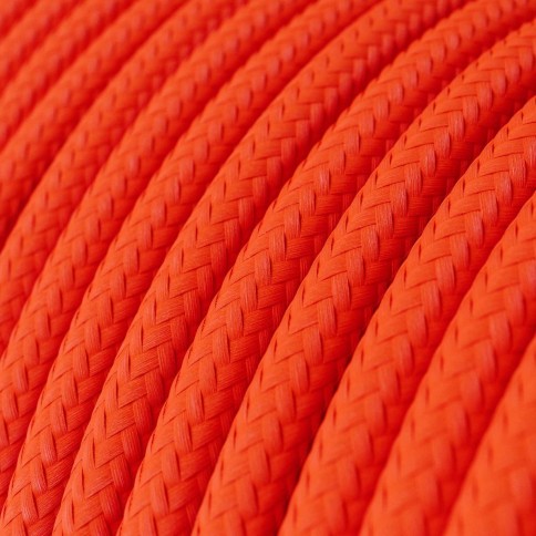 Câble textile Orange fluo brillant - L'Original Creative-Cables - RF15 rond 2x0,75mm / 3x0,75mm