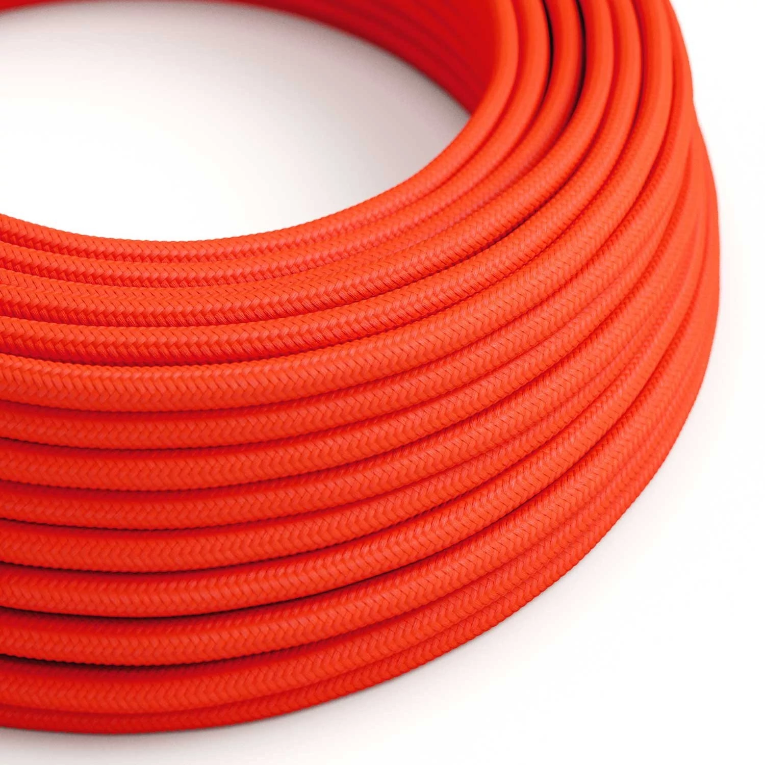 Câble textile Orange fluo brillant - L'Original Creative-Cables - RF15 rond 2x0,75mm / 3x0,75mm