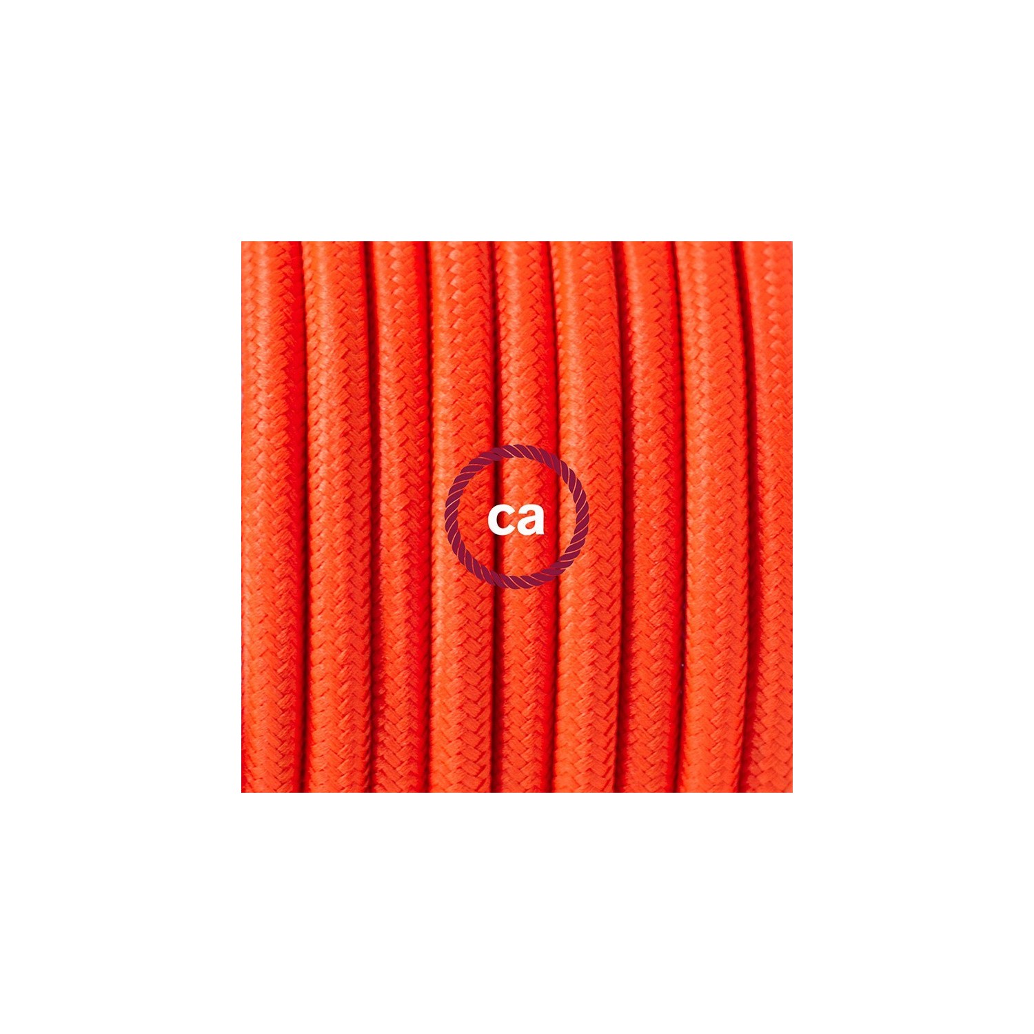 Cordon pour lampadaire, câble RF15 Effet Soie Orange Fluo 3 m. Choisissez la couleur de la fiche et de l'interrupteur!