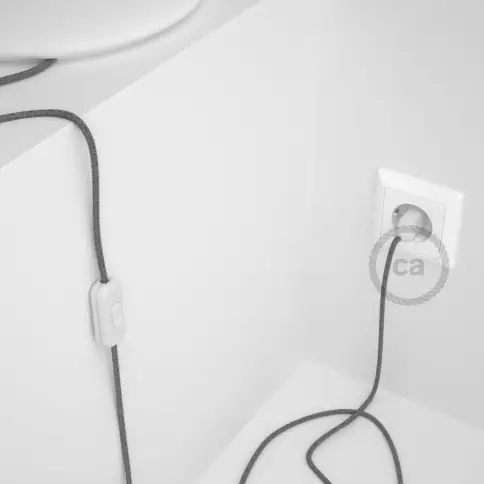 Cordon pour lampe, câble RN02 Lin Naturel Gris 1,80 m. Choisissez la couleur de la fiche et de l'interrupteur!