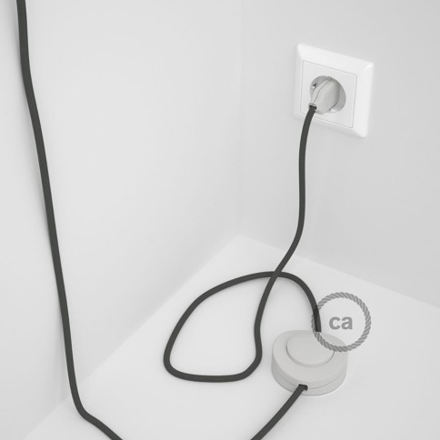 Cordon pour lampadaire, câble RM03 Effet Soie Gris 3 m. Choisissez la couleur de la fiche et de l'interrupteur!
