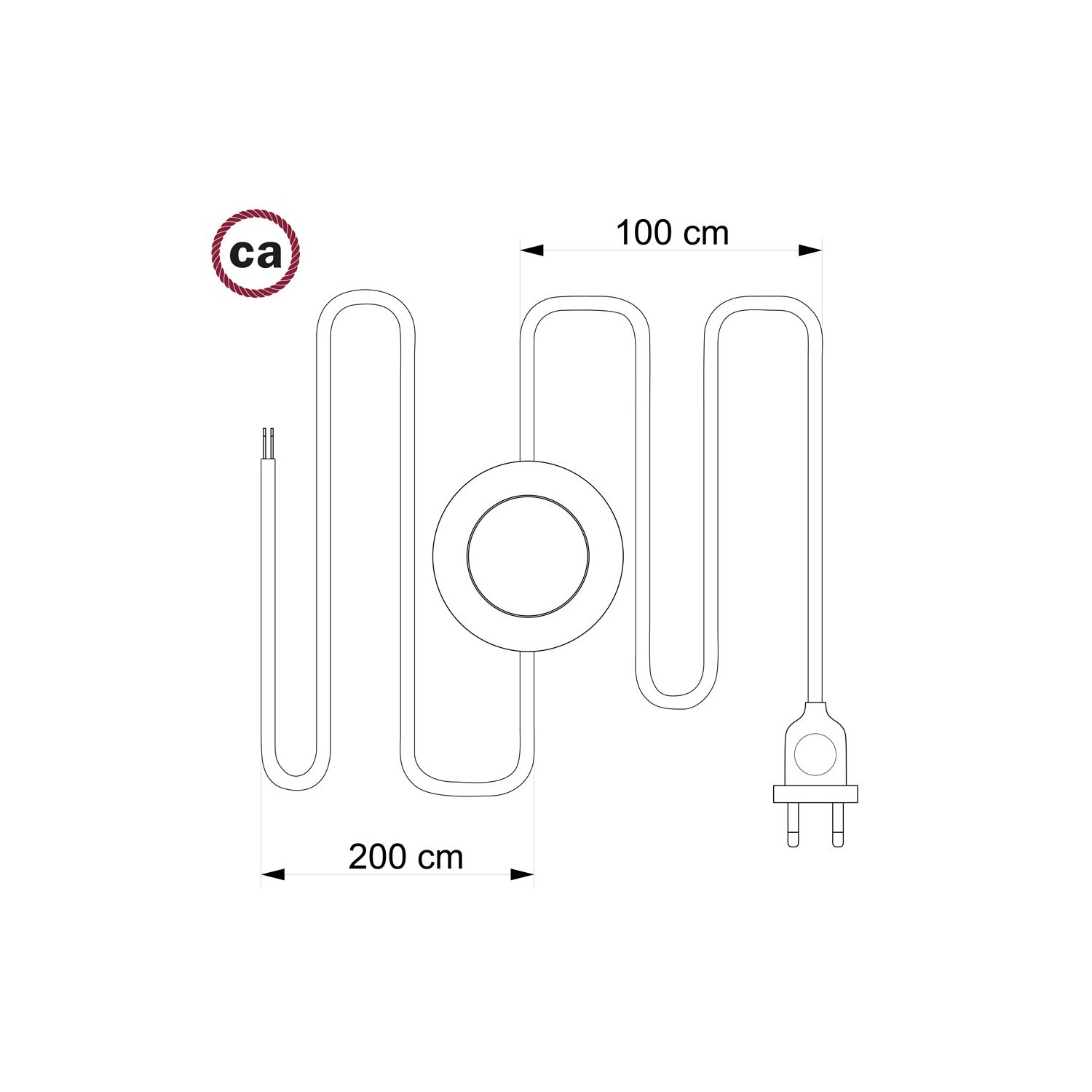 Cordon pour lampadaire, câble RM03 Effet Soie Gris 3 m. Choisissez la couleur de la fiche et de l'interrupteur!