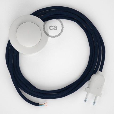 Cordon pour lampadaire, câble RM20 Effet Soie Bleu Foncé 3 m. Choisissez la couleur de la fiche et de l'interrupteur!