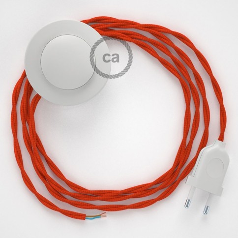 Cordon pour lampadaire, câble TM15 Effet Soie Orange 3 m. Choisissez la couleur de la fiche et de l'interrupteur!