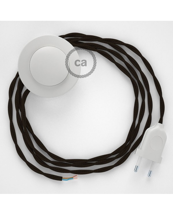 Cordon pour lampadaire, câble TM13 Effet Soie Marron 3 m. Choisissez la couleur de la fiche et de l'interrupteur!