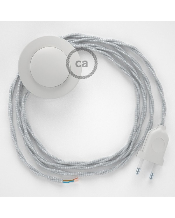 Cordon pour lampadaire, câble TM02 Effet Soie Argent 3 m. Choisissez la couleur de la fiche et de l'interrupteur!
