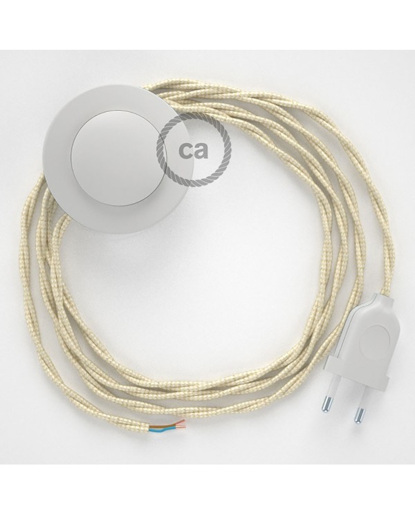 Cordon pour lampadaire, câble TM00 Effet Soie Ivoire 3 m. Choisissez la couleur de la fiche et de l'interrupteur!