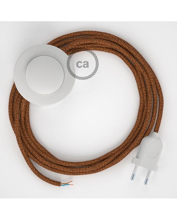 Cordon pour lampadaire, câble RL22 Effet Soie Paillettes Cuivre 3 m. Choisissez la couleur de la fiche et de l'interrupteur!