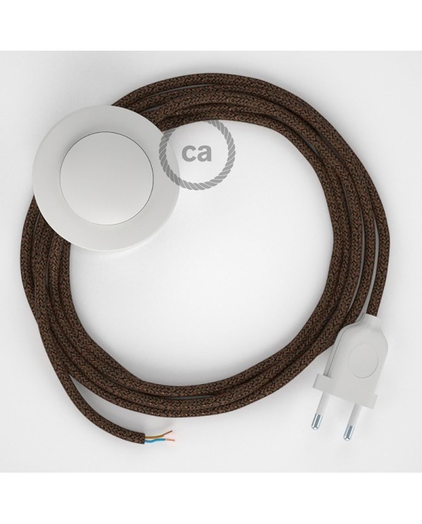 Cordon pour lampadaire, câble RL13 Effet Soie Paillettes Marron 3 m. Choisissez la couleur de la fiche et de l'interrupteur!