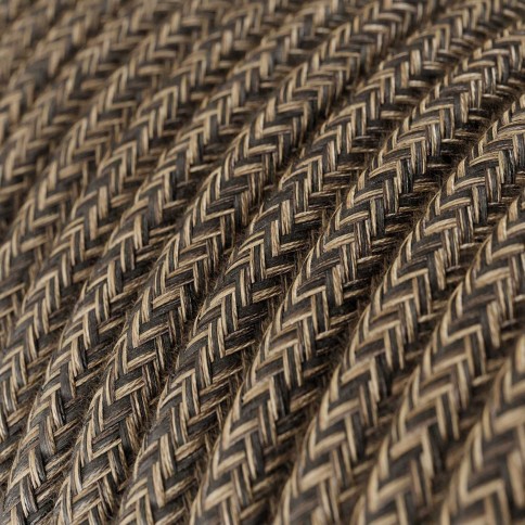 Câble textile Marron mélangé lin - L'Original Creative-Cables - RN04 rond 2x0,75mm / 3x0,75mm