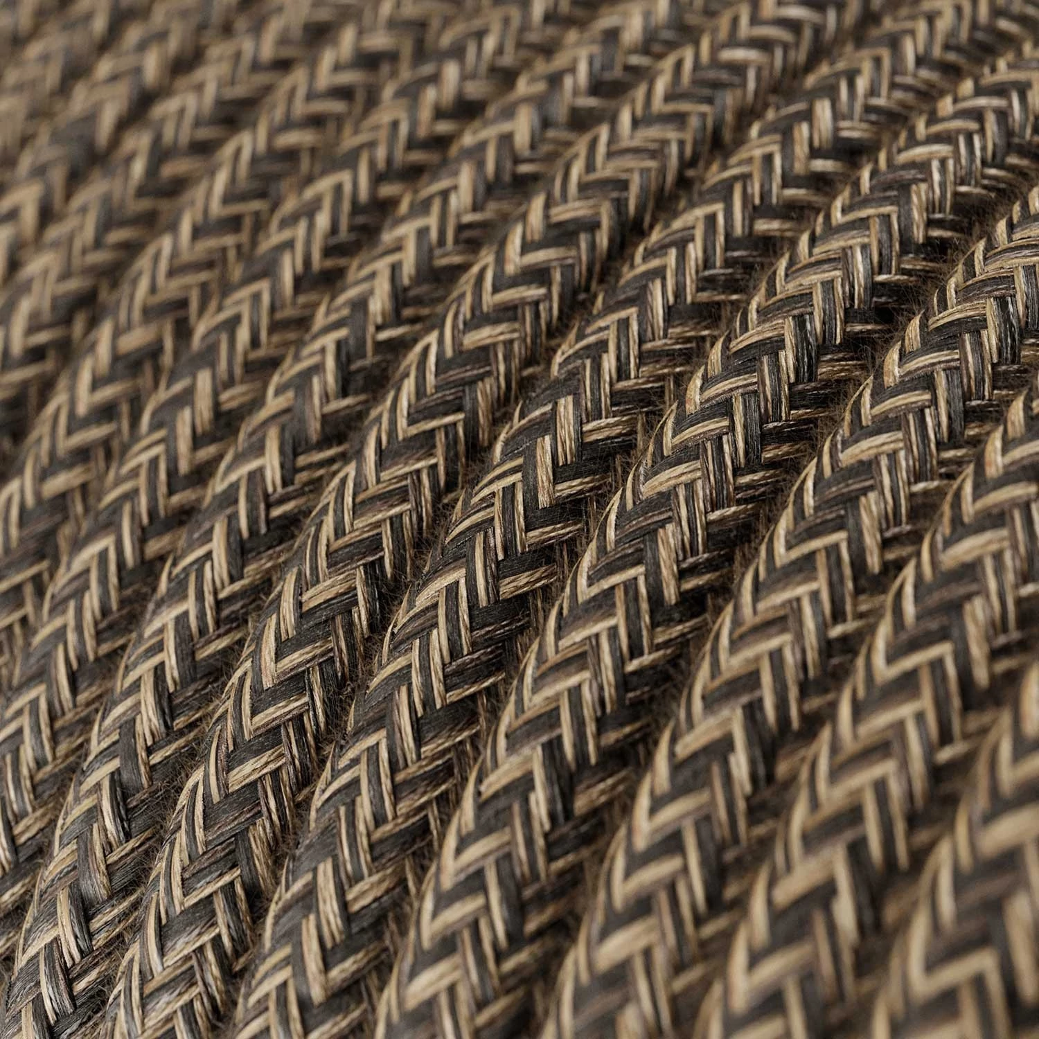 Câble textile Marron mélangé lin - L'Original Creative-Cables - RN04 rond 2x0,75mm / 3x0,75mm