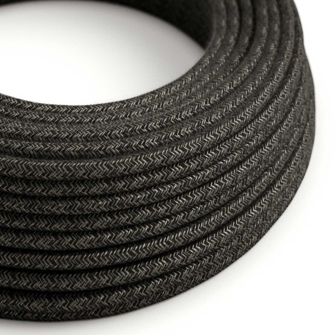 Câble textile Gris anthracite mélangé lin - L'Original Creative-Cables - RN03 rond 2x0,75mm / 3x0,75mm