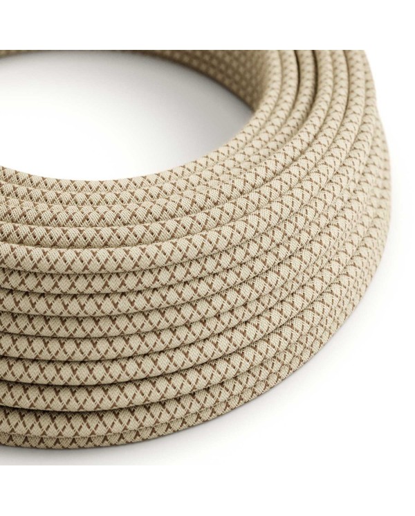Câble textile Ecorce et losange beige - L'Original Creative-Cables - RD63 rond 2x0,75mm / 3x0,75mm