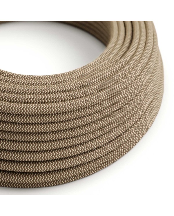 Câble textile Ecorce et beige ZigZag - L'Original Creative-Cables - RD73 rond 2x0,75mm / 3x0,75mm