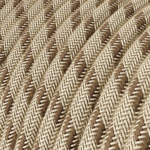 Câble textile Ecorce et rayures beiges - L'Original Creative-Cables - RD53 rond 2x0,75mm / 3x0,75mm