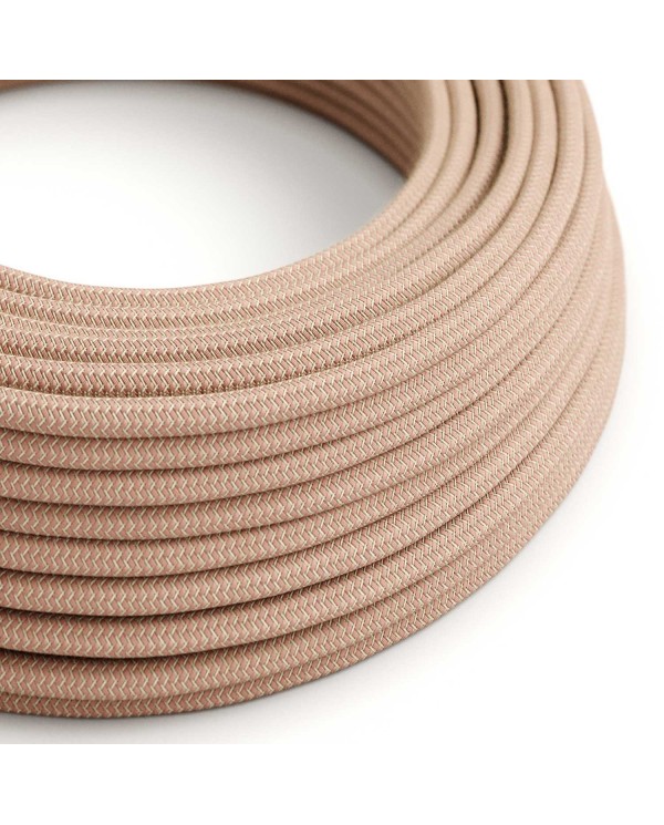Câble textile Rose antique et beige ZigZag - L'Original Creative-Cables - RD71 rond 2x0,75mm / 3x0,75mm
