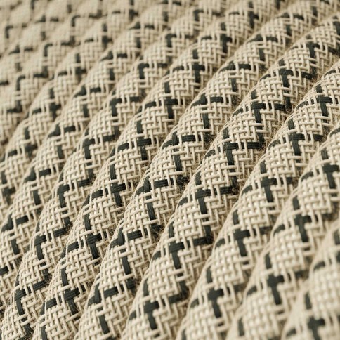 Câble textile Gris anthracite et losange beige - L'Original Creative-Cables - RD64 rond 2x0,75mm / 3x0,75mm
