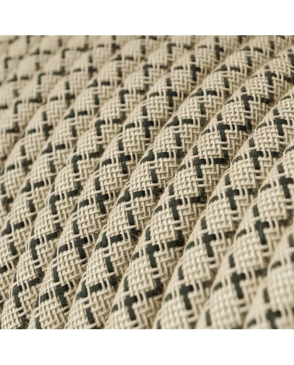 Câble textile Gris anthracite et losange beige - L'Original Creative-Cables - RD64 rond 2x0,75mm / 3x0,75mm