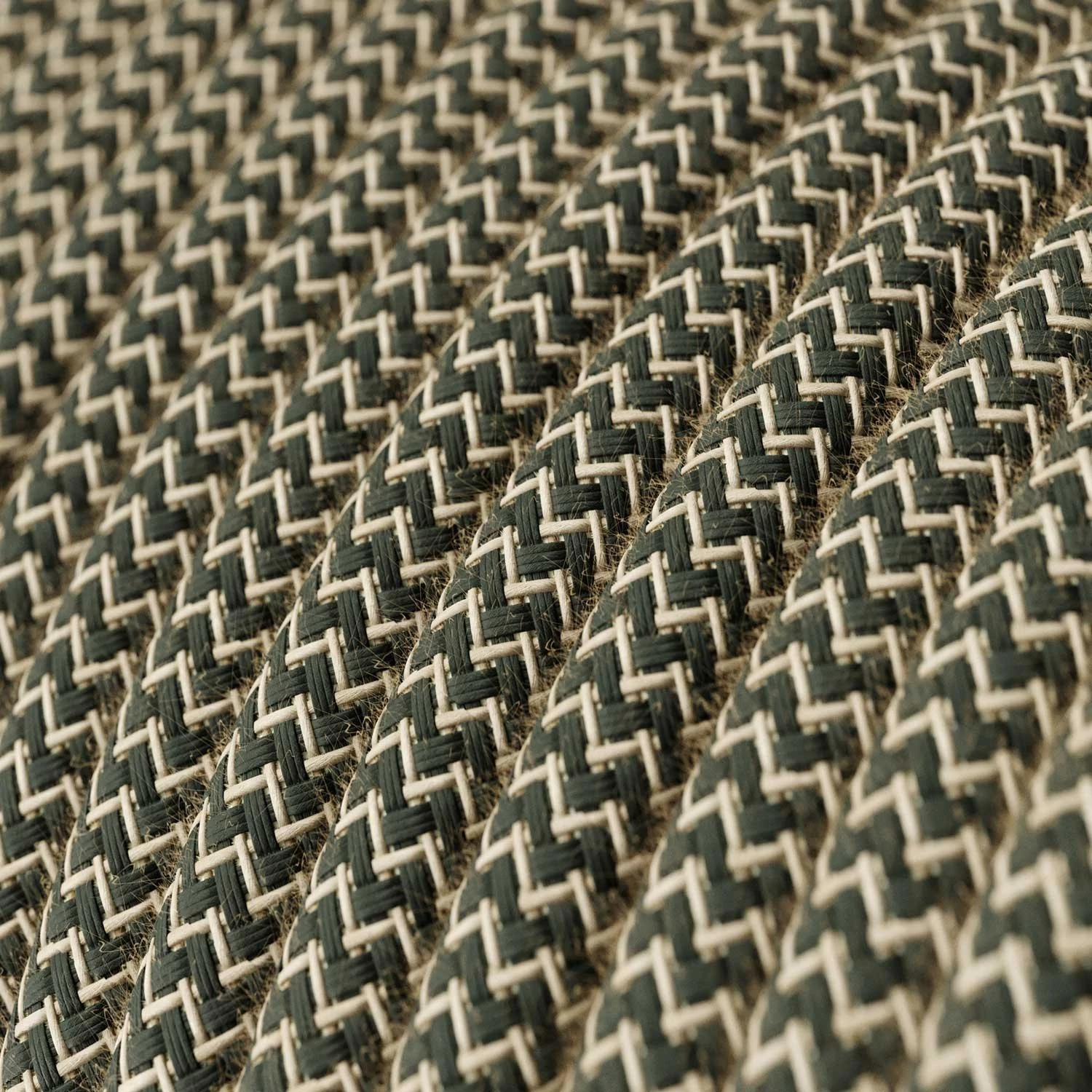 Câble textile Gris anthracite et beige ZigZag - L'Original Creative-Cables - RD74 rond 2x0,75mm / 3x0,75mm